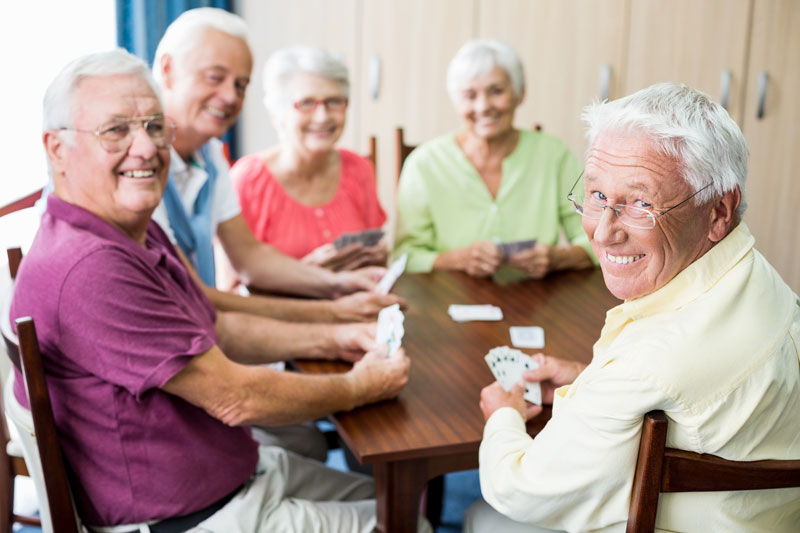 Residents playing card together
